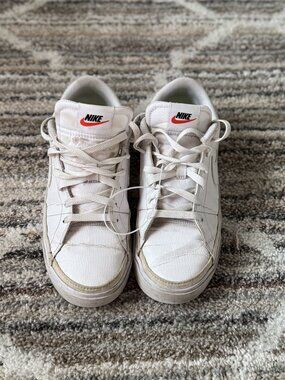 Nike White Leather Low Top Sneakers Size 9.5Y